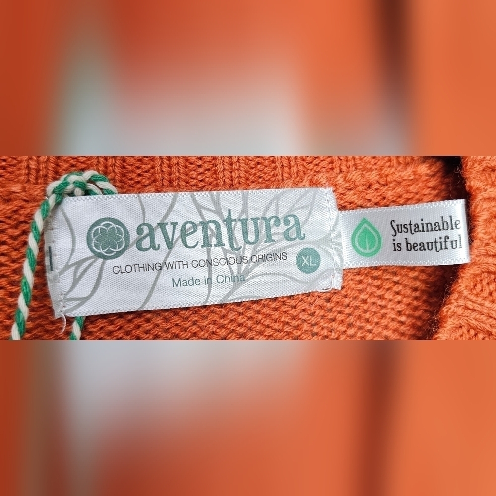 Aventura Clothing Misha Sweater Orange Embroidered Floral Merino Wool XL - Picture 9 of 16